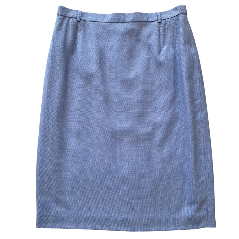 Escada Periwinkle Panama Weave Wool Classic Pencil Skirt 44(14)